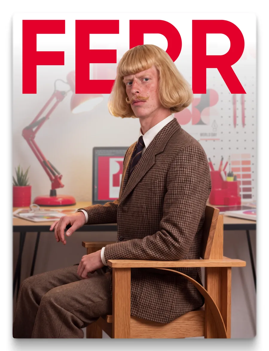 Jean assis dans le studio Ferr, une nouvelle mise en scène du personnage