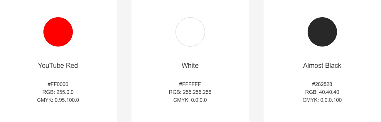 Code couleurs du logo youtube