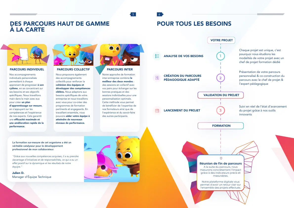Double page A4 des parcours de formation Sinea