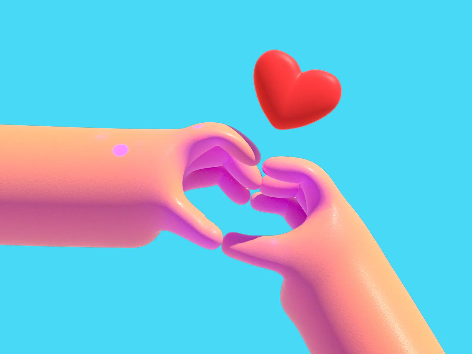 Mains 3D formant un coeur, visuel Sinea Formation