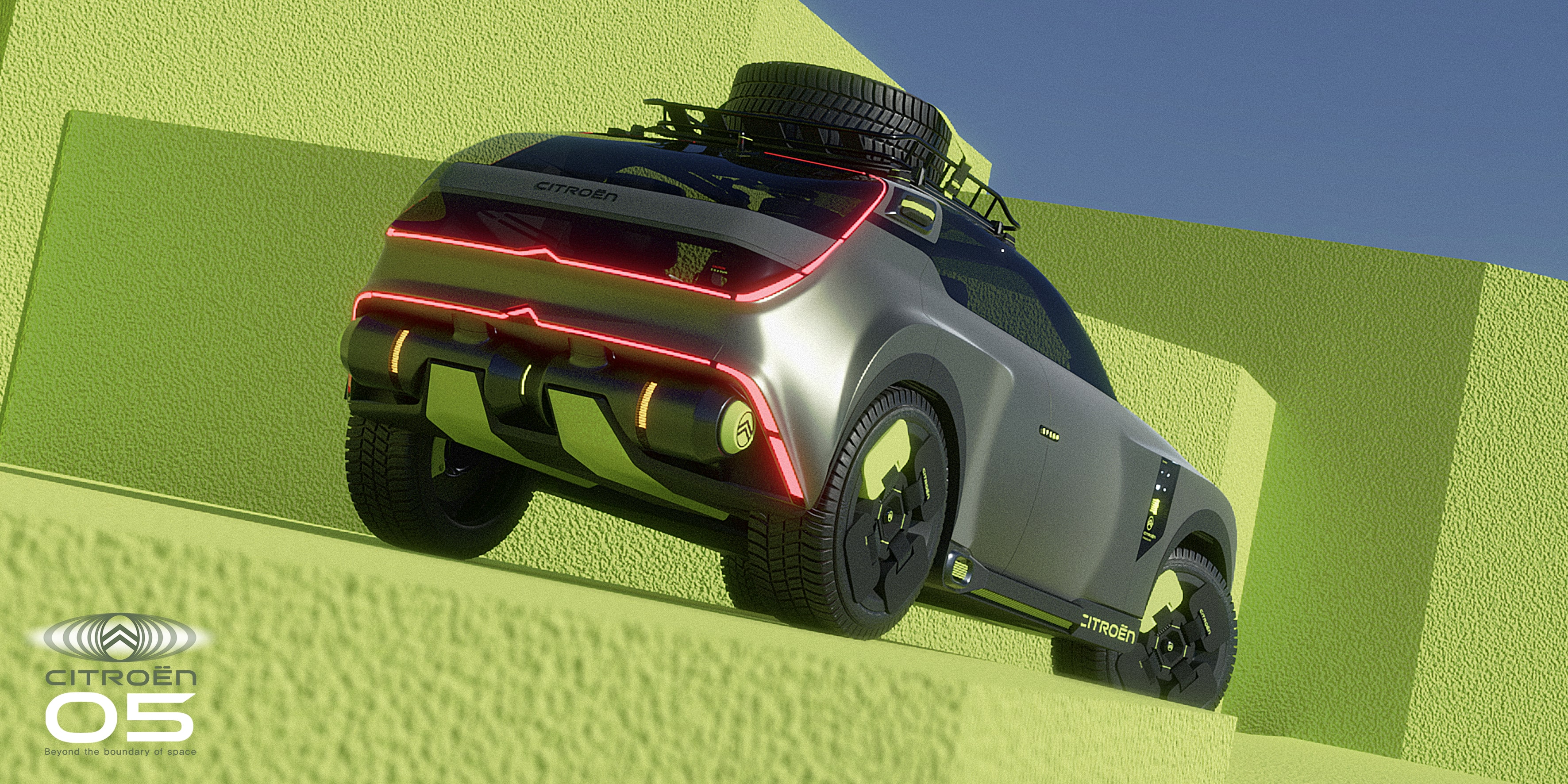 Citroen car concept 3D design lime