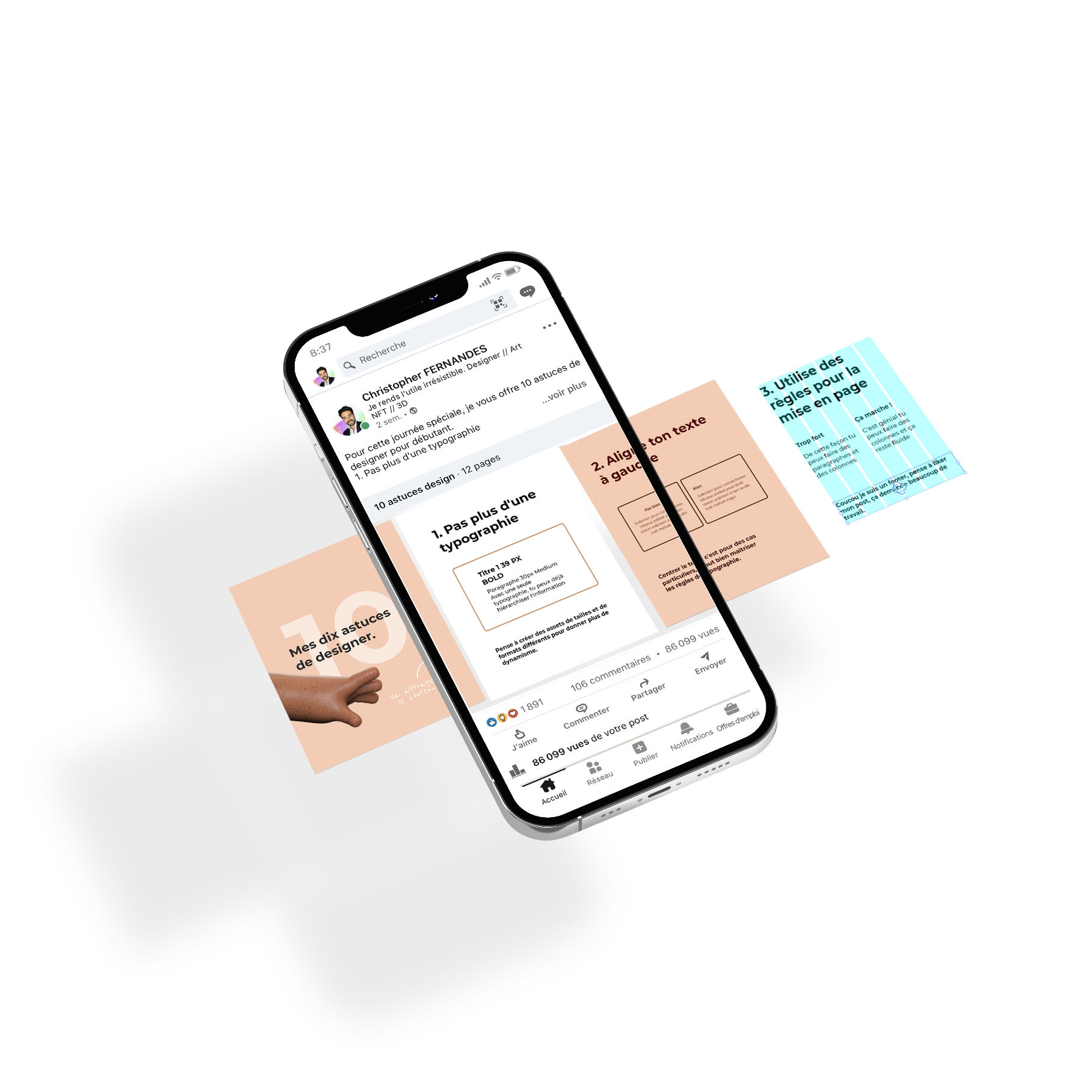 Feed instagram sur un mockup ferr