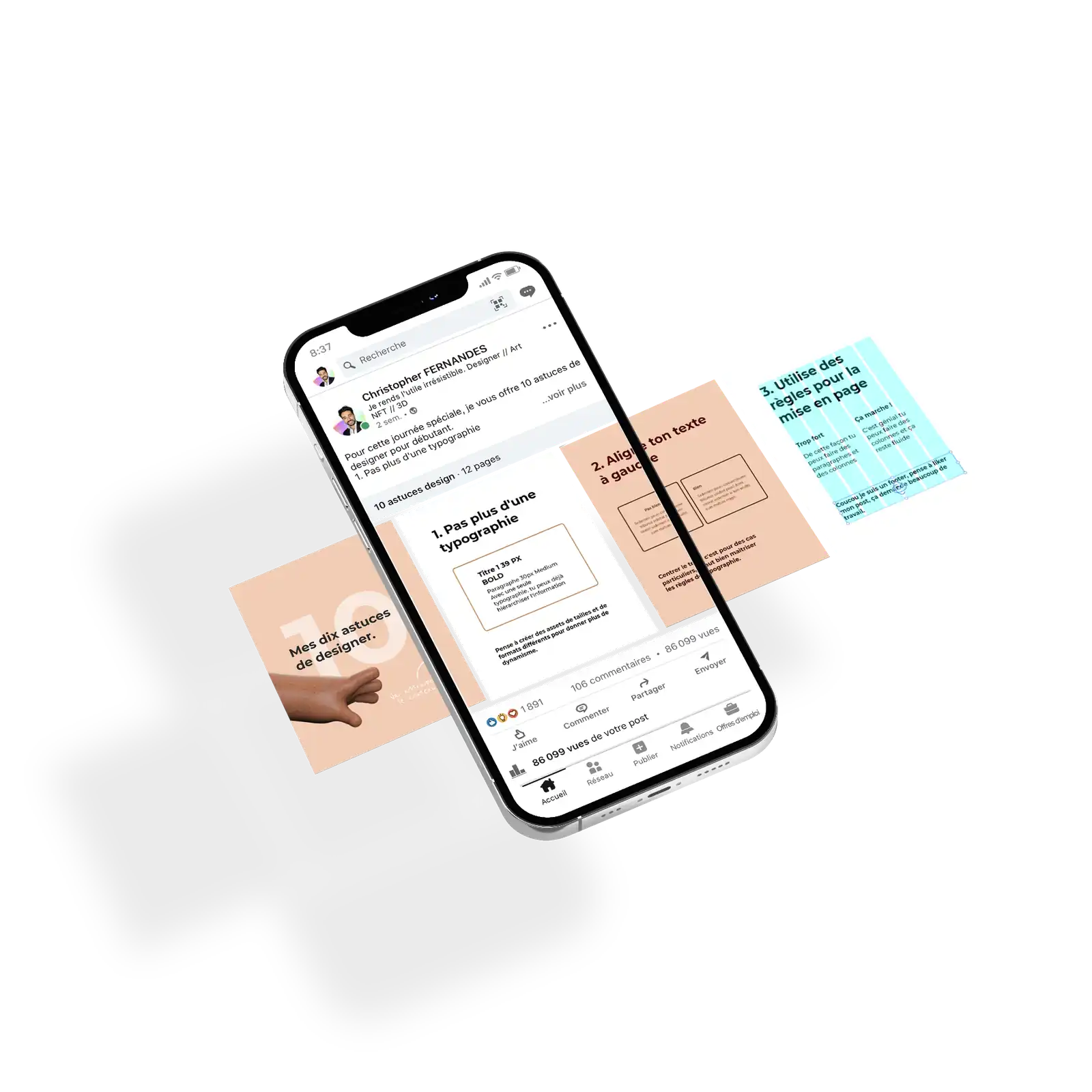 Feed instagram sur un mockup ferr