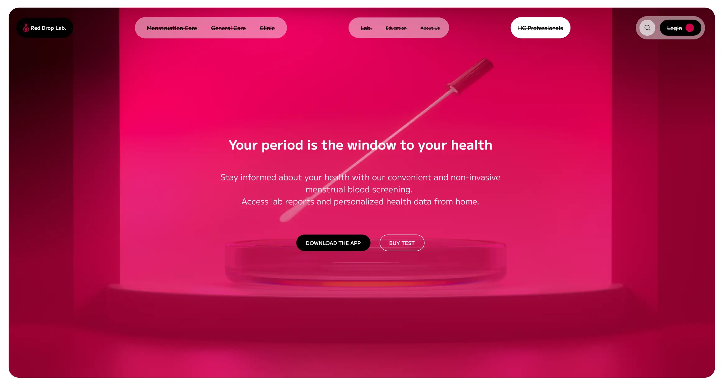 UI design red drop lab made by ferr studio