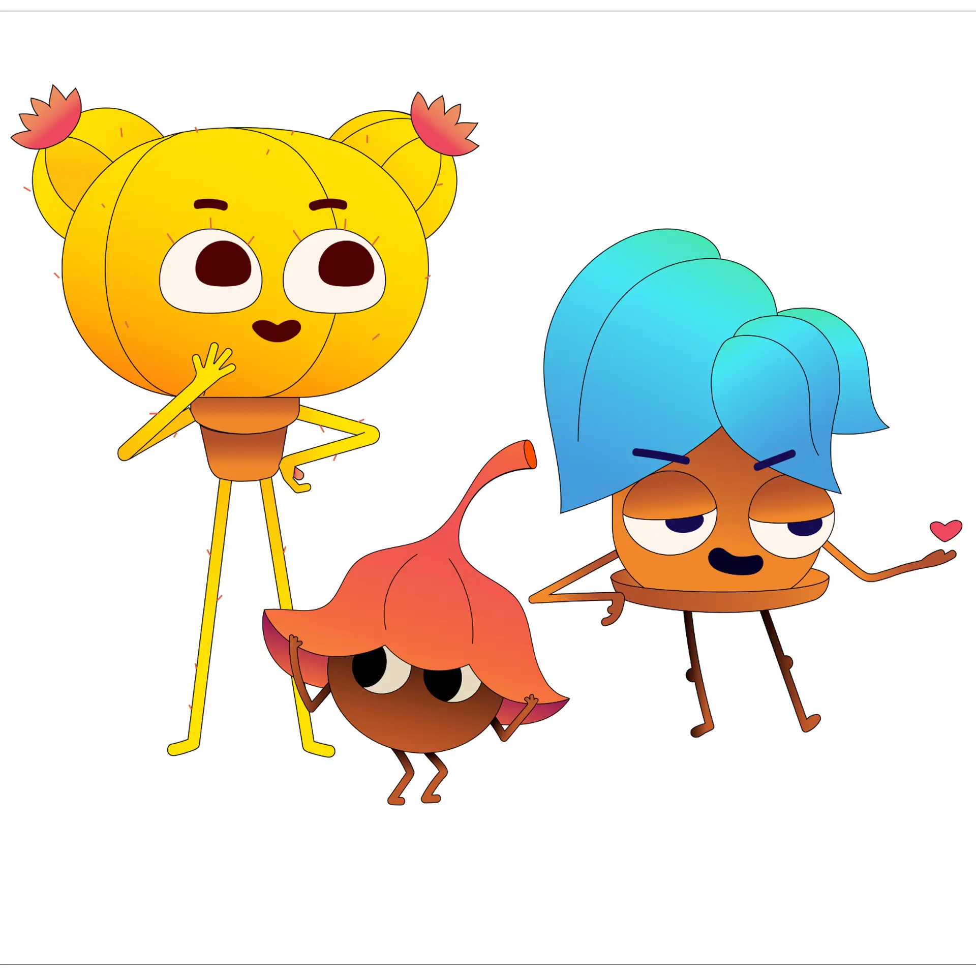 Les trois personnages de l'univers Sinea Formation