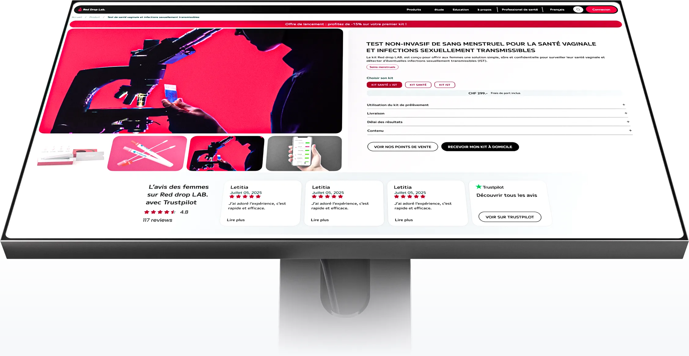 Site internet e-commerce dans un écran minimaliste et design sur mesure réalisé par ferr studio