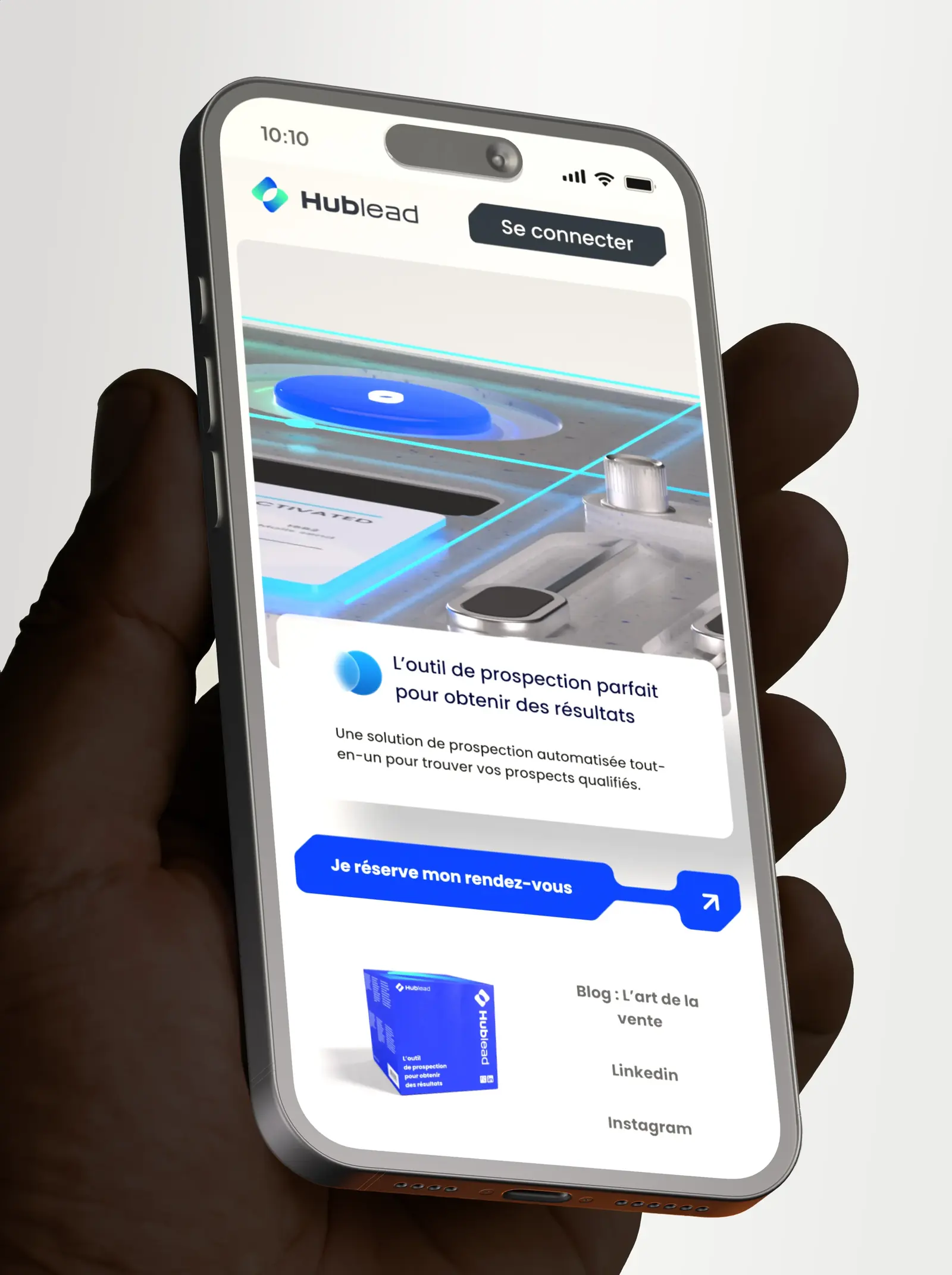 Site Hublead en version mobile par Ferr Studio