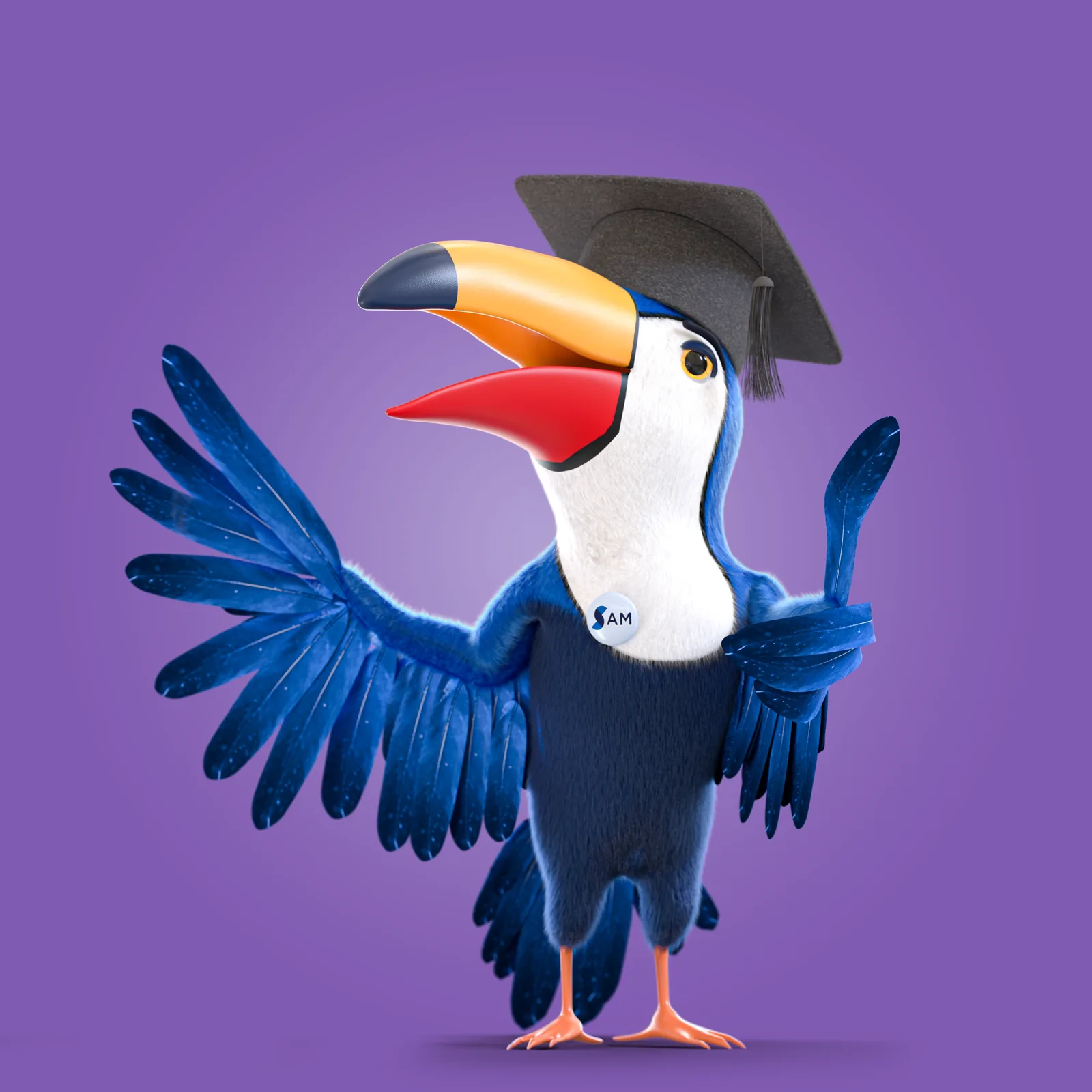 SAM le toucan pouce levé, déclinaison d’expression pour les campagnes