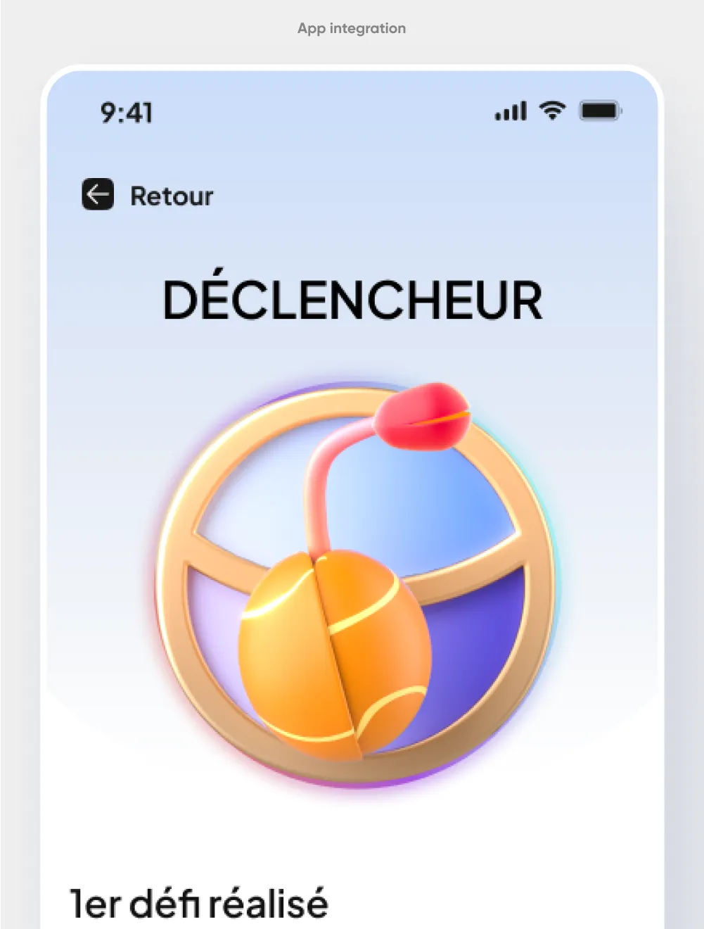 Écran du badge Déclencheur, premier défi réalisé sur Seed Up