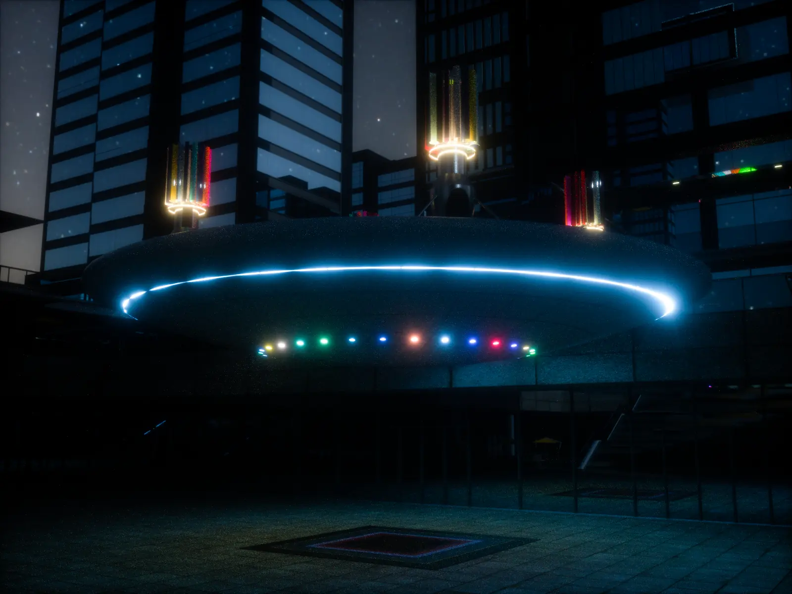 OMNI Monumental Inverted allumé — test d'éclairage des 82 éléments lumineux, Arm Engineering