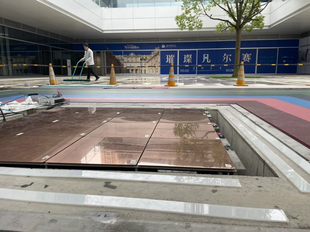 Installation The Square OMNI, technicien travaillant sur système électronique plaques vibratoires