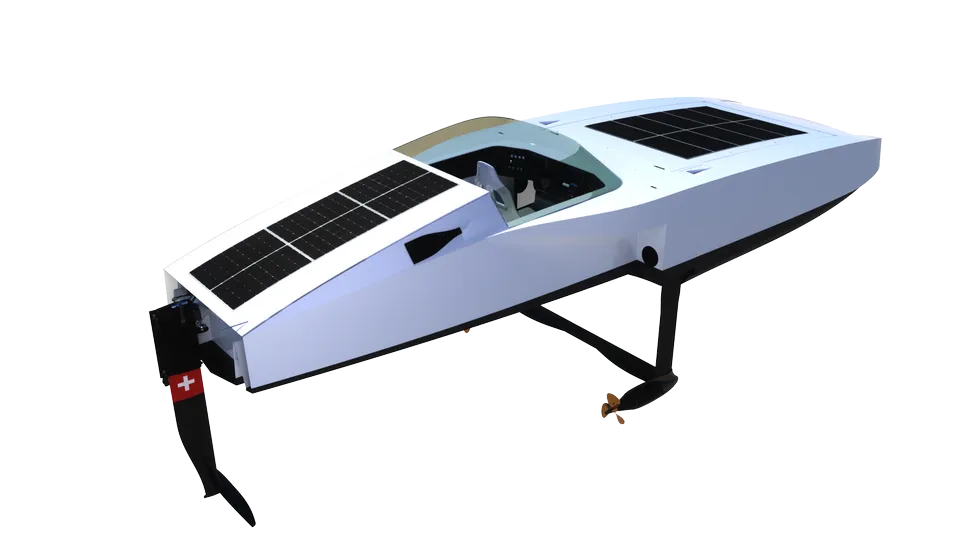 Rendu 3D du Lobstair en navigation sur ses foils