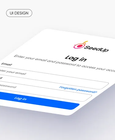 Écran de connexion Seed Up, étape UI design