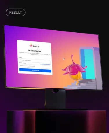 Rendu final de la page de connexion Seed Up sur écran