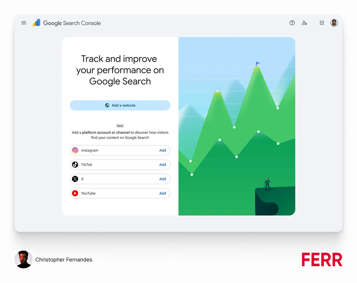 Google search console connect x linkedin youtube and x